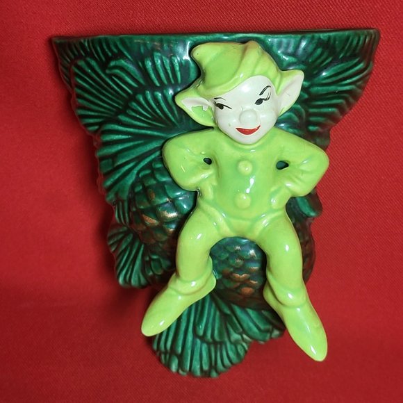 VTG Pixie Elf Wall Pocket Planter Vase